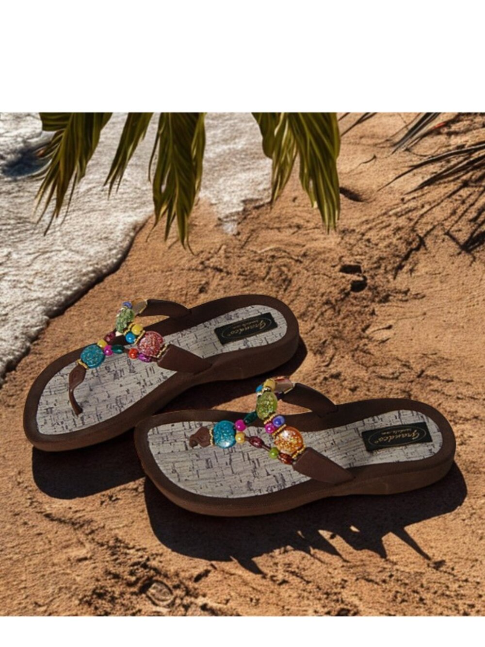 Grandco Sandals Beaded  Flip flop – Women’s Size 8 – Boho Coastal Beach Style